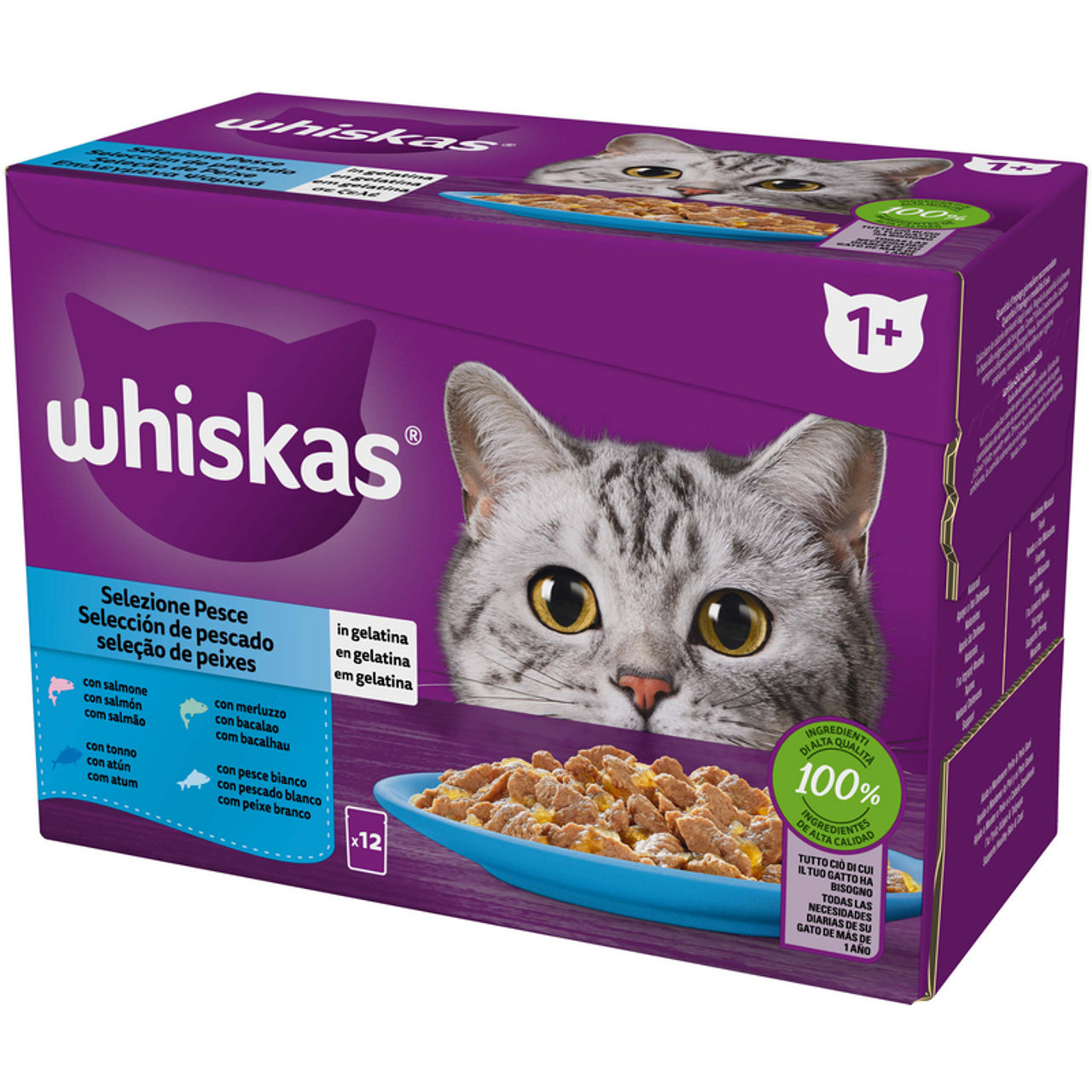 Whiskas 1+ Pesce Gelatina Multipack 12x85g - Gatti Adulti Whiskas 1+ Pesce Gelatina Multipack 12x85g - Gatti Adulti